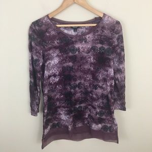 Simply Vera Wang Top Womens Small Purple 3/4 Sleeve  Multicolor